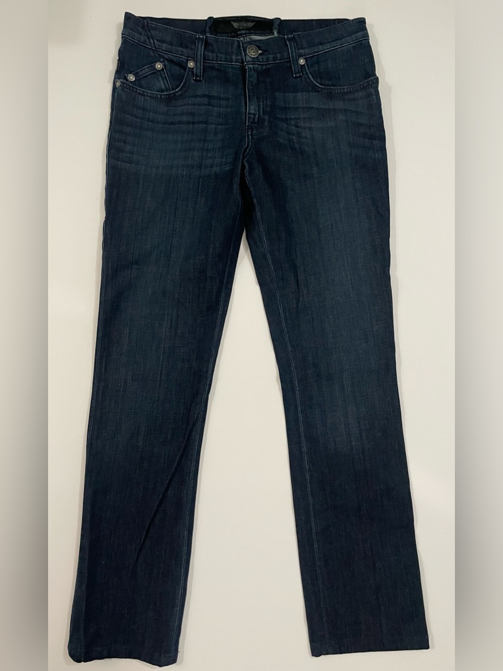 Rock & Republic Stella Straight Jeans Dark HERC Teal Crystal Rhinestone Size 29